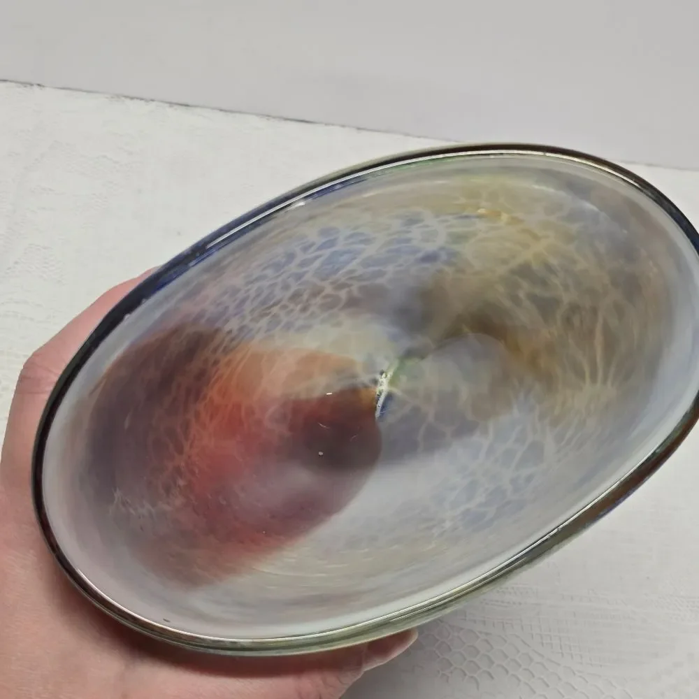 Badash Firestorm Multicolor Murano Style Art Glass Vase Cottagecore Art Deco